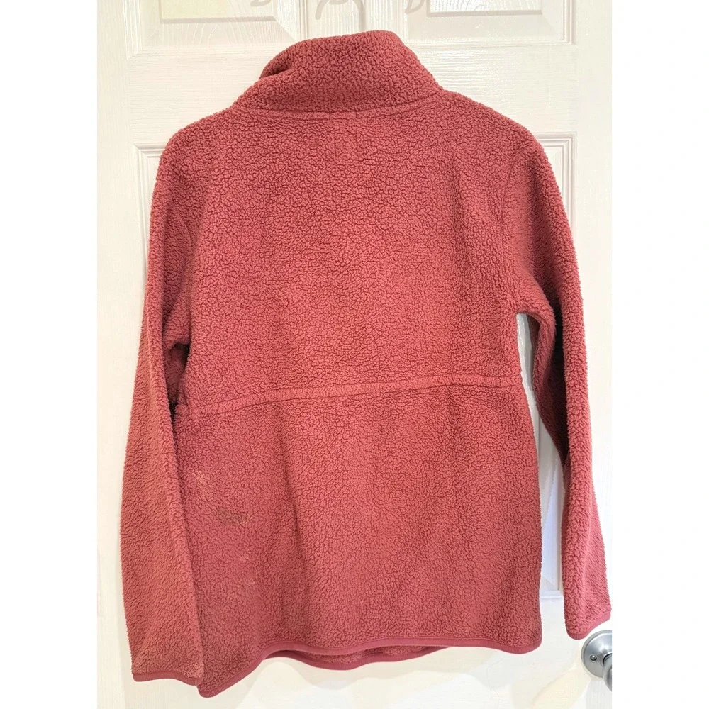 GAP Maternity‎ Sherpa Pullover Cozy Half Zip Sweatshirt Coral Pink S - Picture 4 of 4